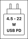 Ta naprava podpira hitro polnjenje USB PD, kot je opredeljeno v specifikaciji za USB Implementers Forum Power Delivery, revizija 3.1