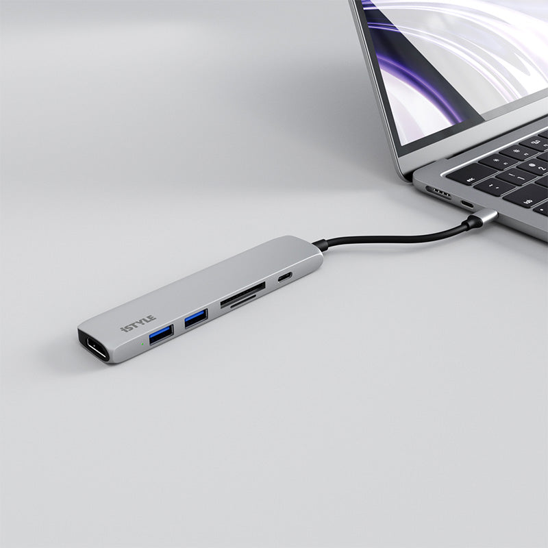 iSTYLE 6v1 aluminijasti USB-C HUB - srebrna - iSTYLE SI