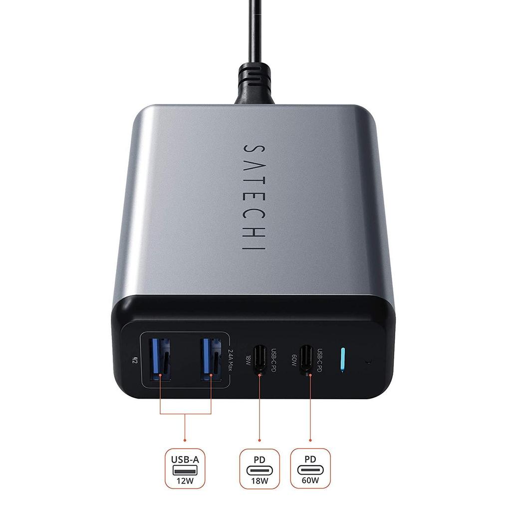 Satechi 75W Dual TYPE-C PD potovalni polnilec - vesoljno siva - iSTYLE SI