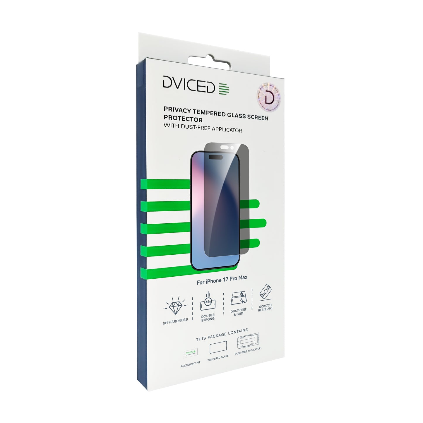 Dviced Privacy kaljeno zaščitno steklo za zaslon z aplikatorjem za iPhone 17 Pro Max