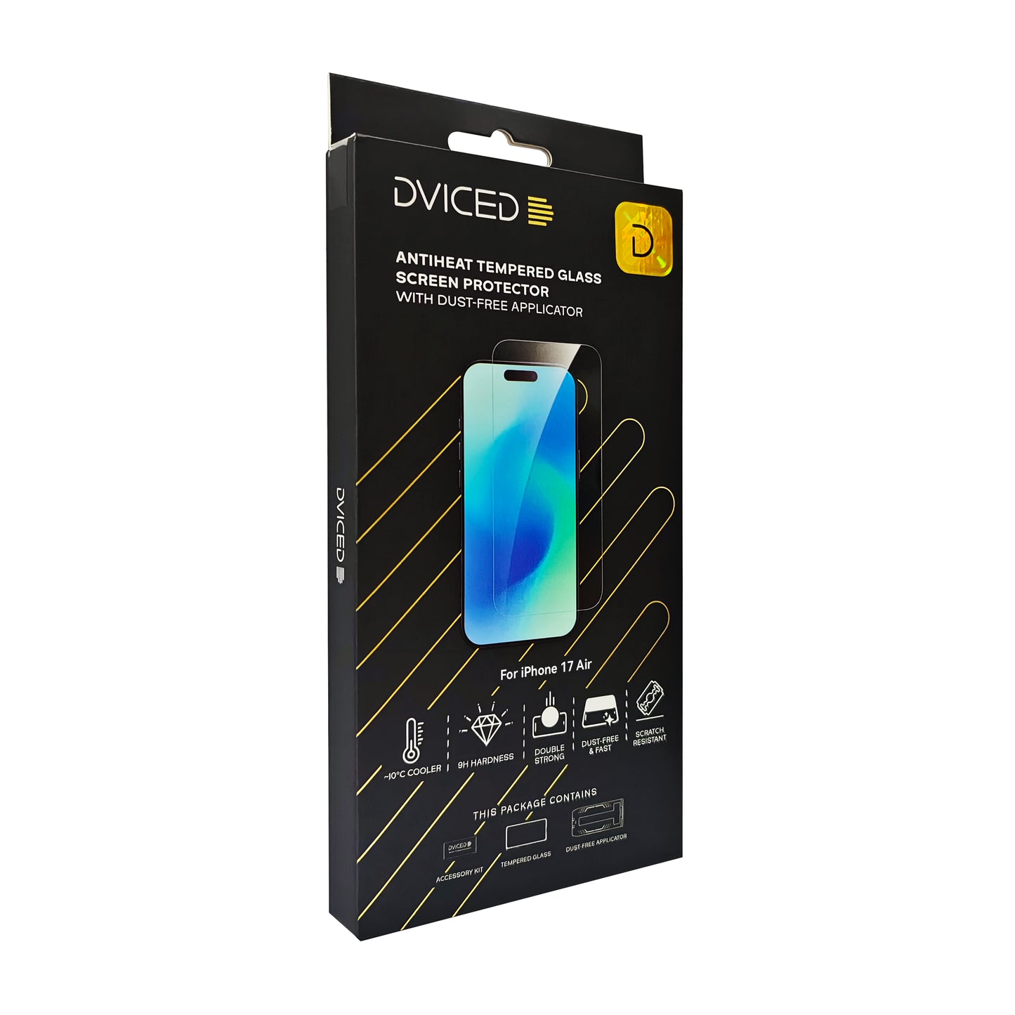 Dviced AntiHeat kaljeno zaščitno steklo za zaslon z aplikatorjem za iPhone 17 Air