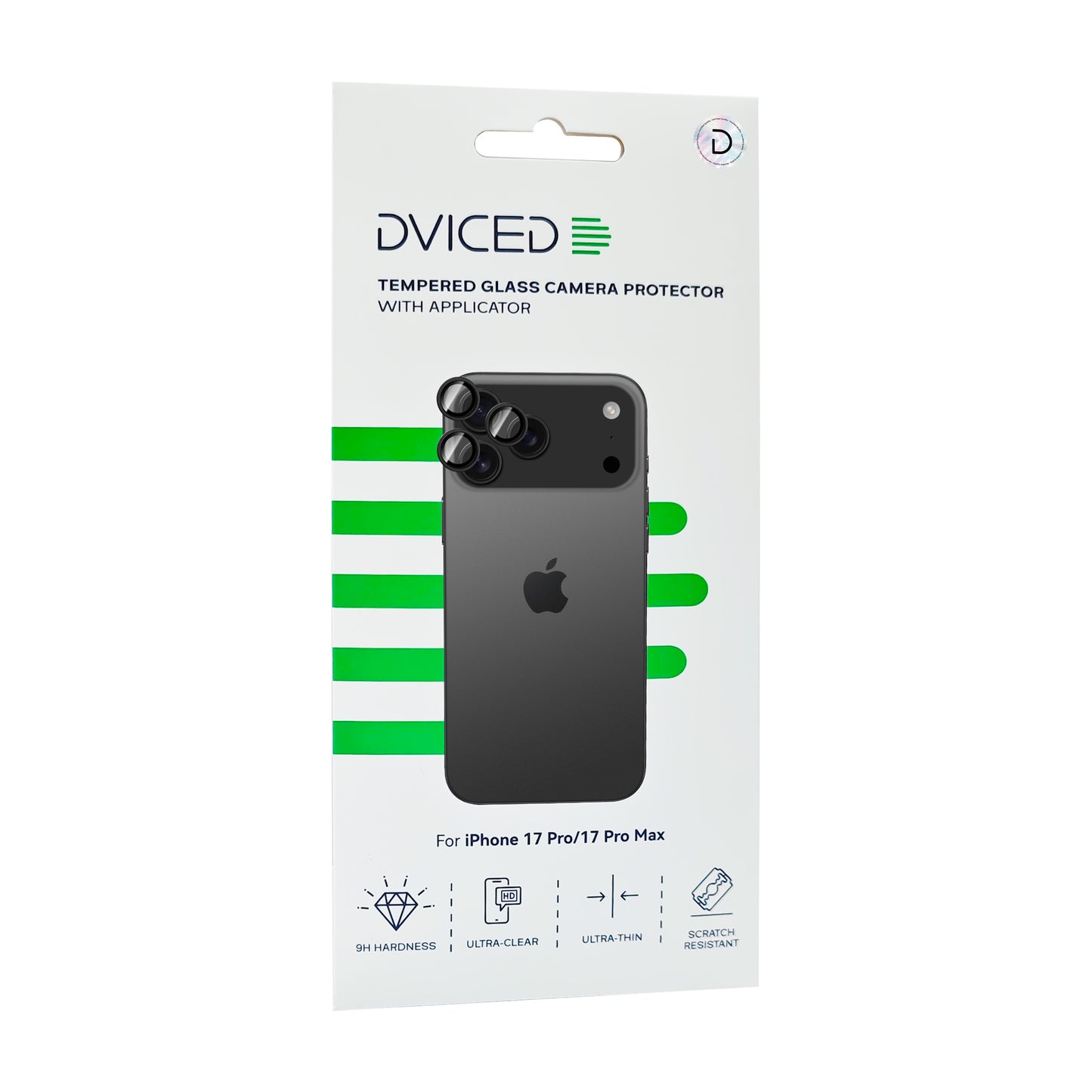 Dviced zaščita za kamero iz kaljenega stekla za iPhone 17 Pro ali 17 Pro Max z aplikatorjem