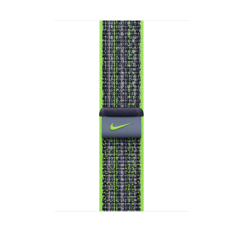 Apple pašček Nike Sport Loop v svetlo zeleni/modri barvi za Apple Watch velikosti 45 mm - iSTYLE SI
