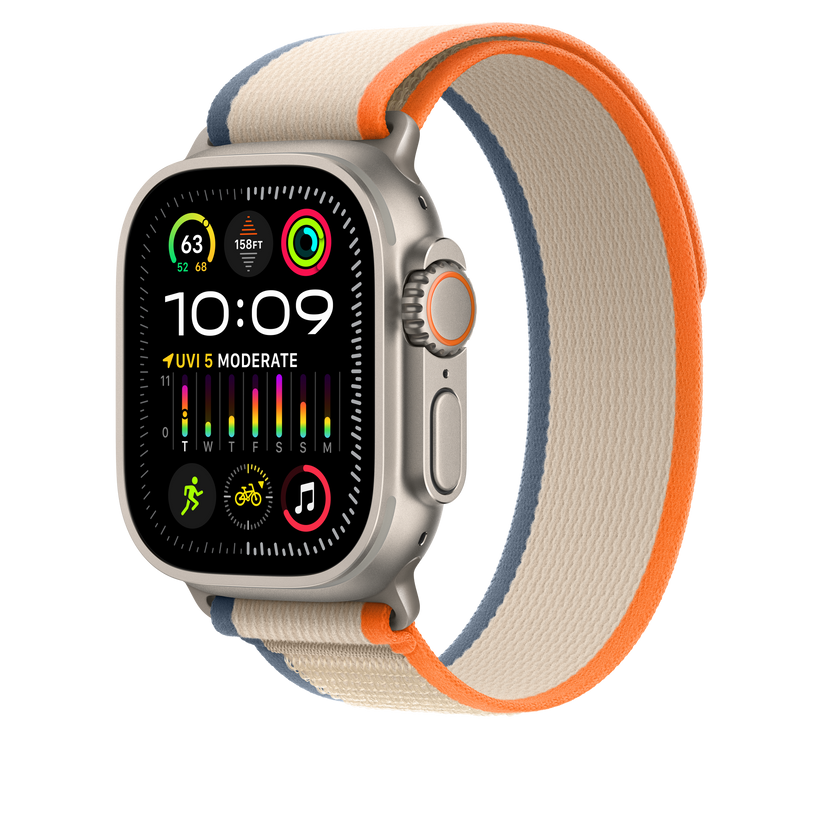 Apple pašček Trail Loop S/M v oranžni/bež barvi za Apple Watch velikosti 49 mm - iSTYLE SI