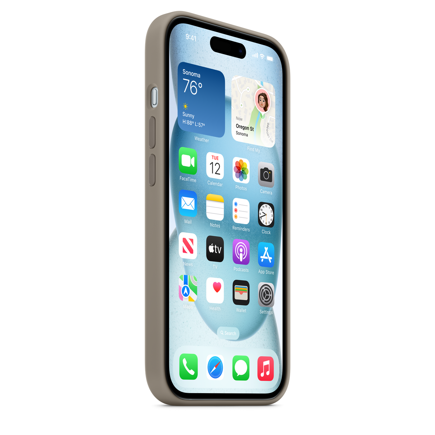 Apple silikonski ovitek z MagSafe za iPhone 15 - glinena - iSTYLE SI