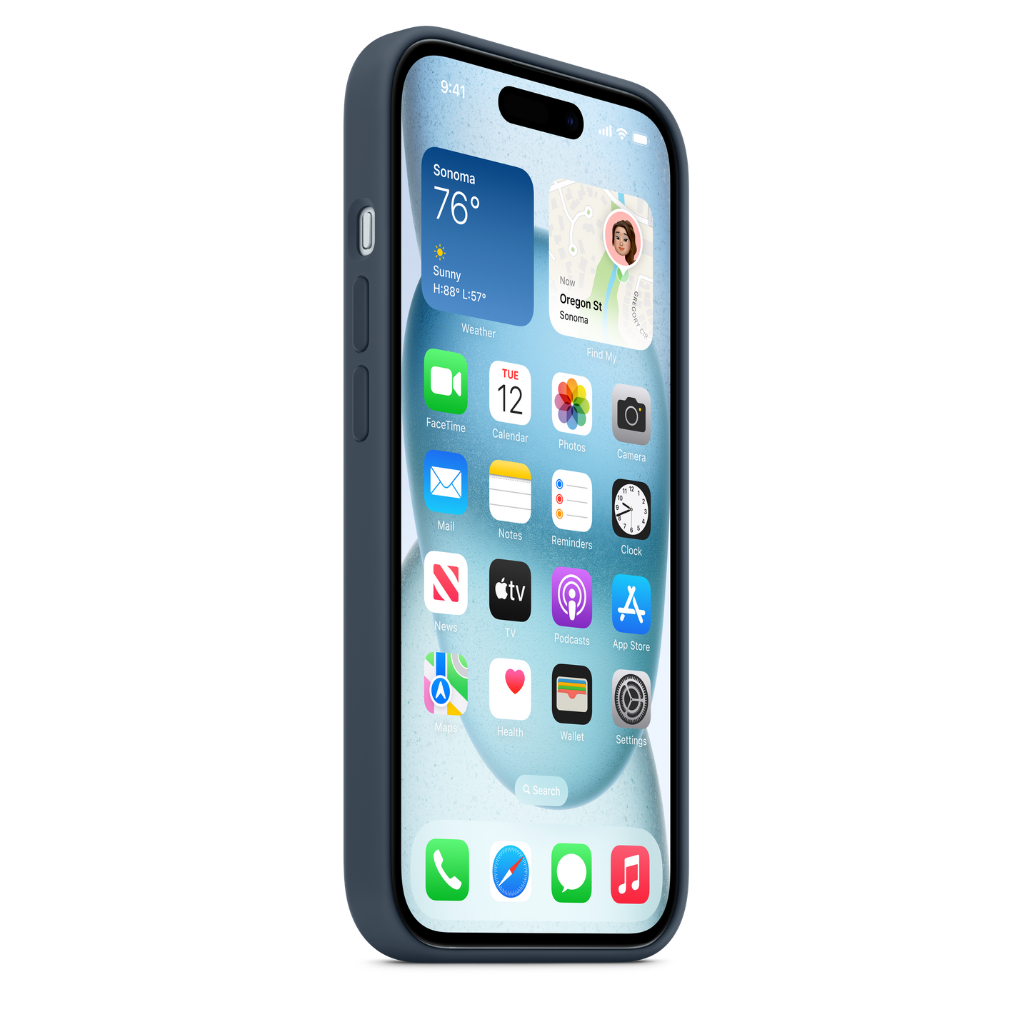 Apple silikonski ovitek z MagSafe za iPhone 15 - nevihtno modra - iSTYLE SI