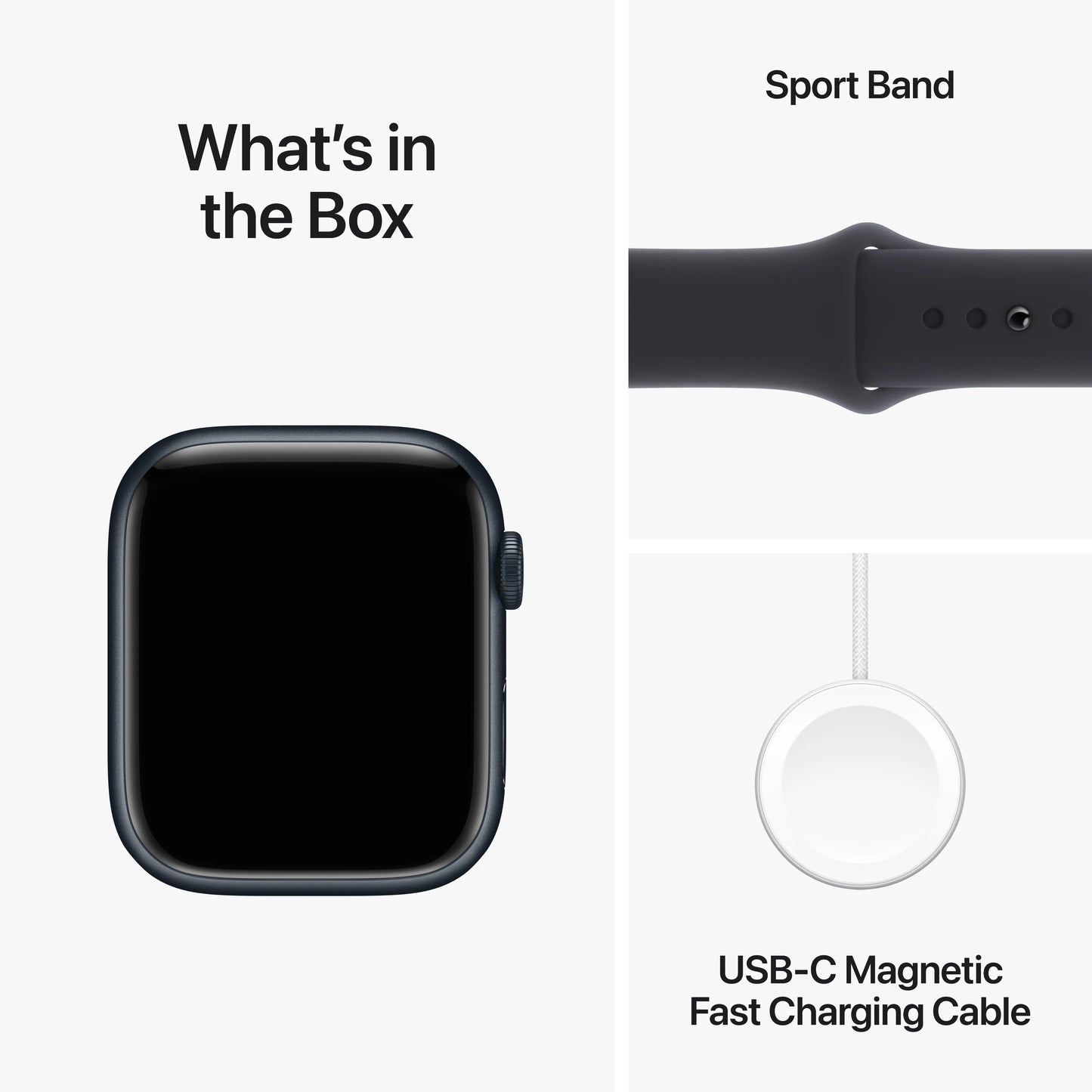 Apple Watch Series 9: GPS, 45mm, ohišje iz aluminija v polnočni barvi, pašček Sport Band v polnočni barvi - M/L - iSTYLE SI