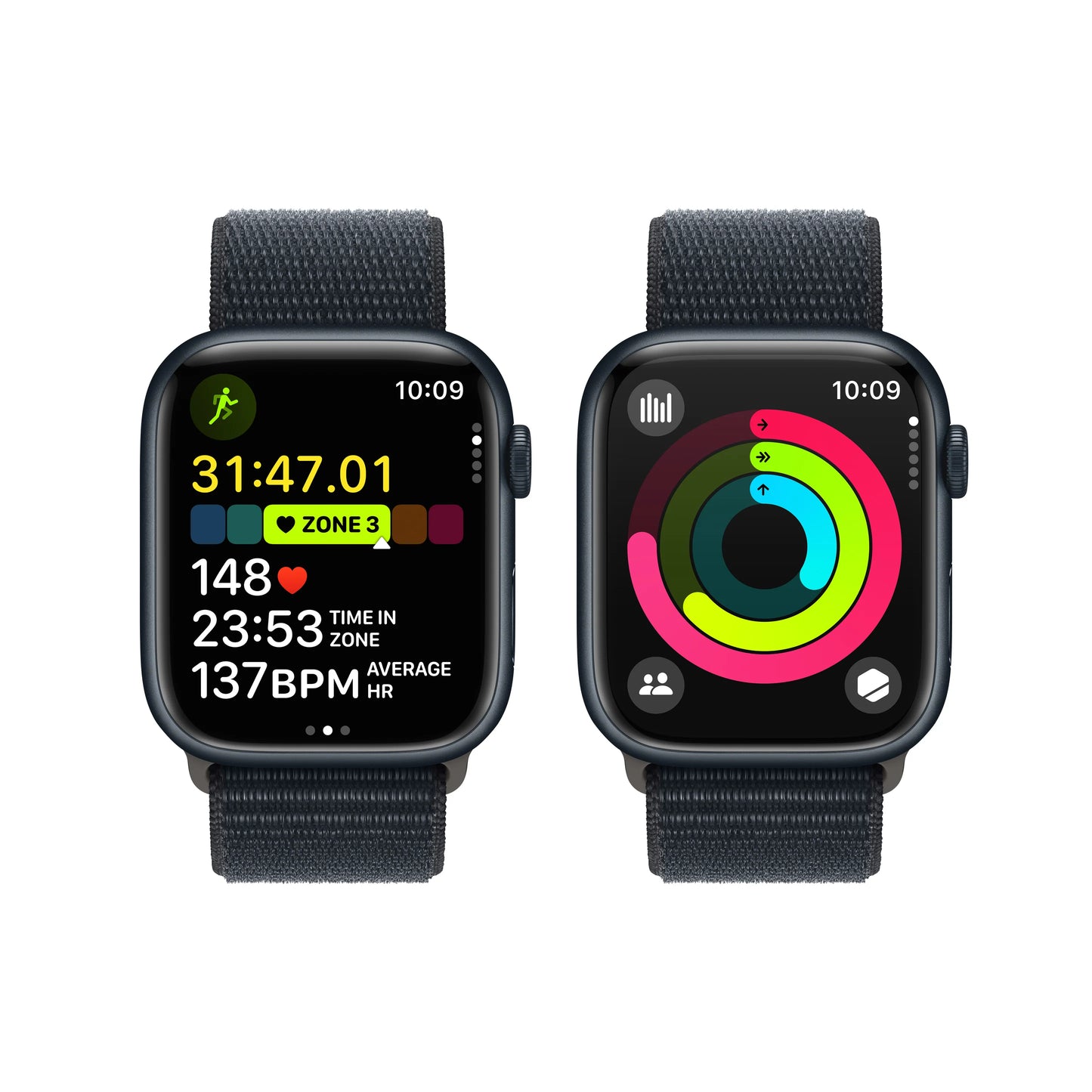 Apple Watch Series 9: GPS, 45mm, ohišje iz aluminija v polnočni barvi, pašček Sport Loop v polnočni barvi - iSTYLE SI