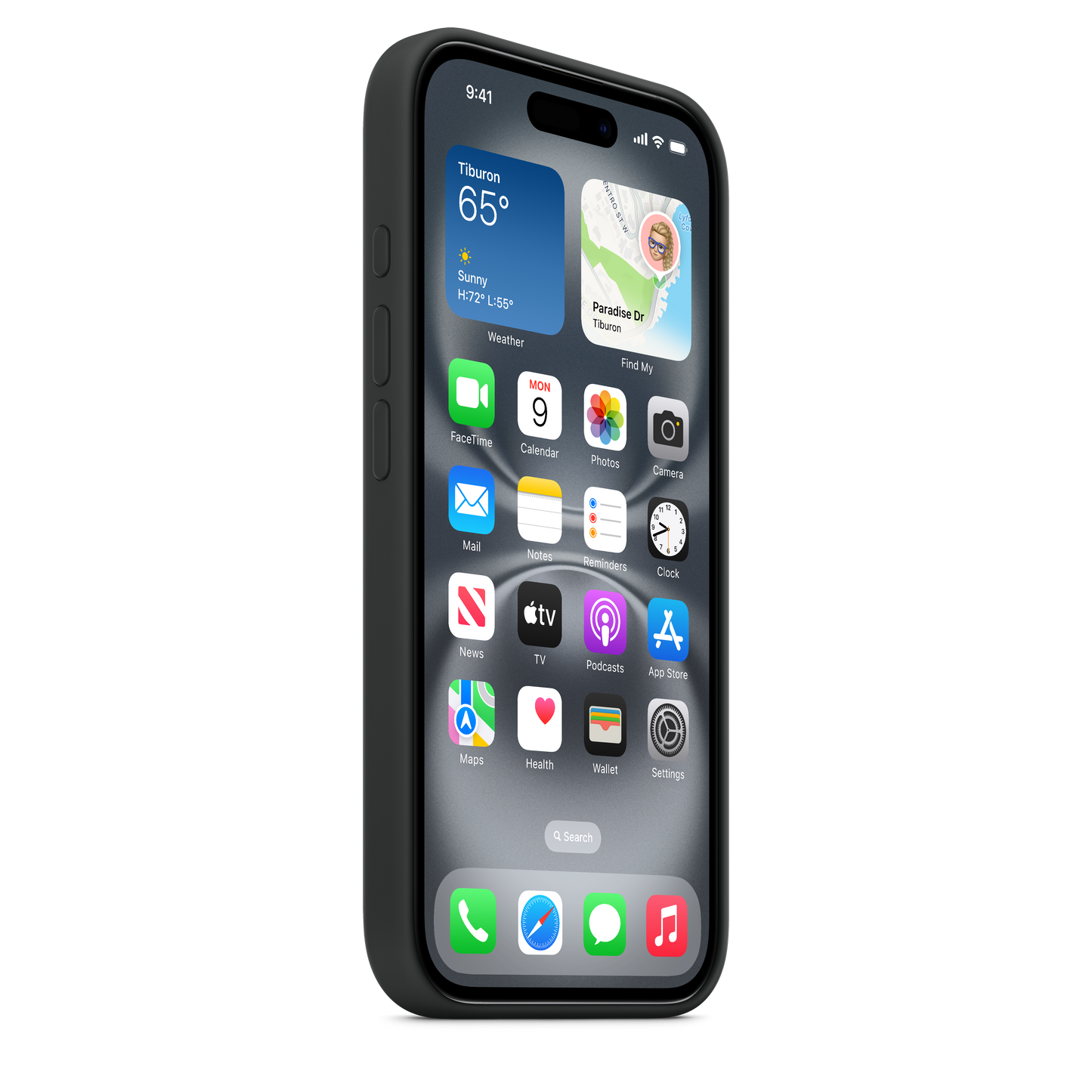 Apple silikonski ovitek z MagSafe za iPhone 16 - črna - iSTYLE SI
