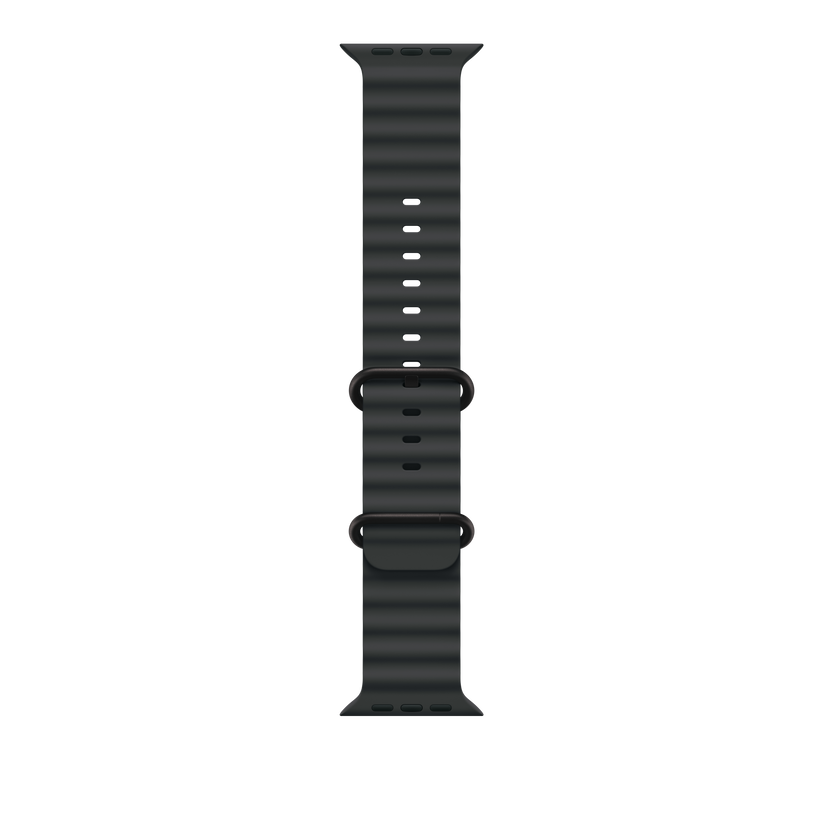 Apple pašček Ocean Band v črni barvi za Apple Watch velikosti 49 mm - iSTYLE SI