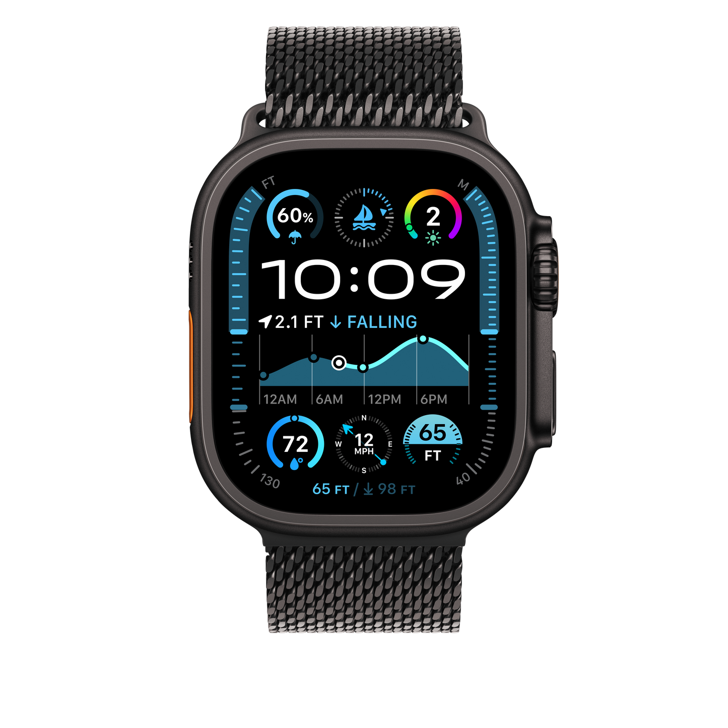 Apple pašček Titanium Milanese Loop Large v barvi črnega titana za Apple Watch velikosti 49 mm - iSTYLE SI