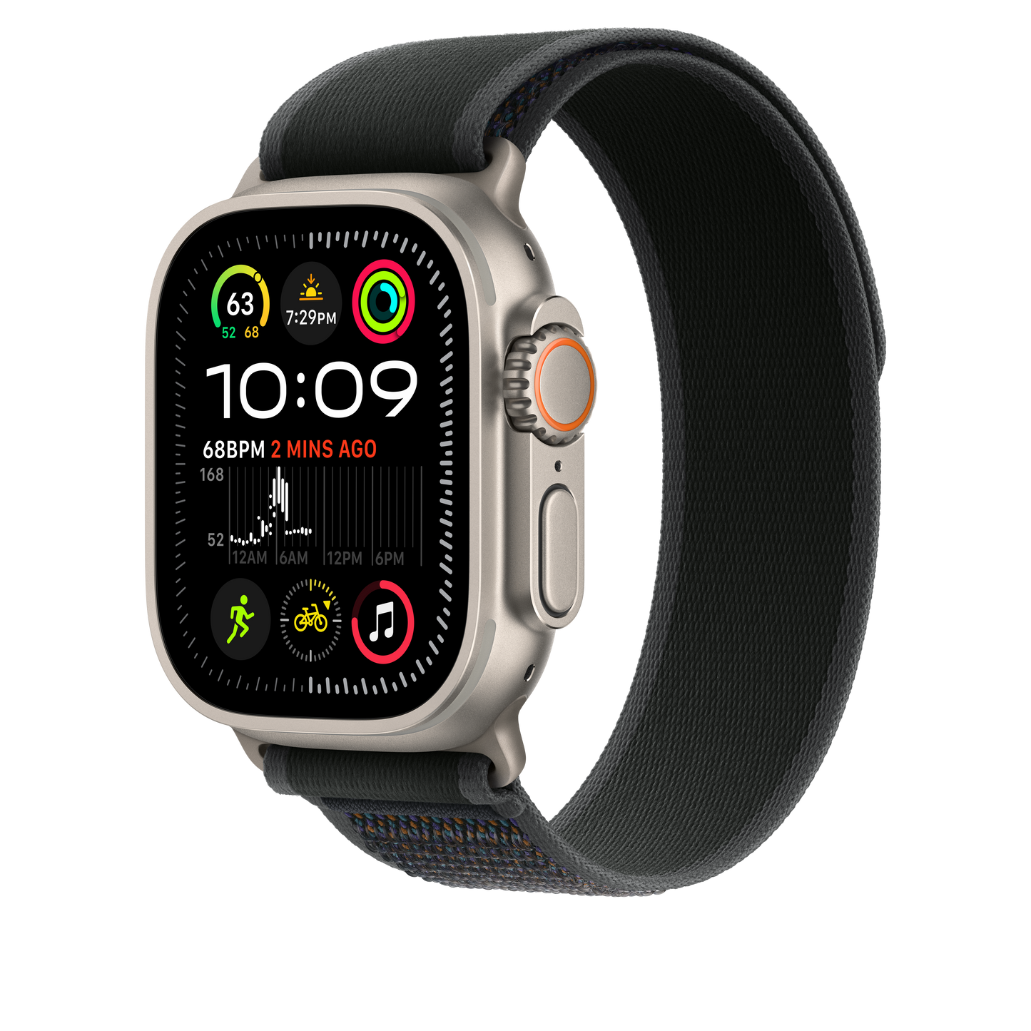 Apple pašček Trail Loop M/L v črni barvi za Apple Watch velikosti 49 mm - iSTYLE SI