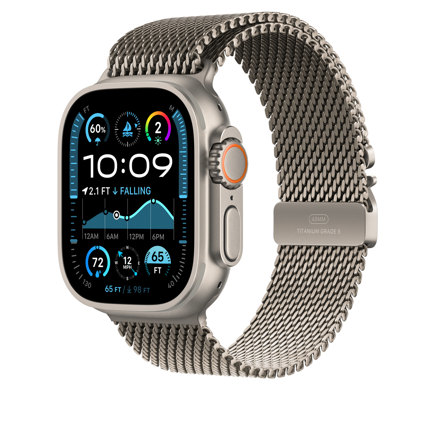 Apple pašček Titanium Milanese Loop Medium v barvi naravnega titana za Apple Watch velikosti 49 mm - iSTYLE SI
