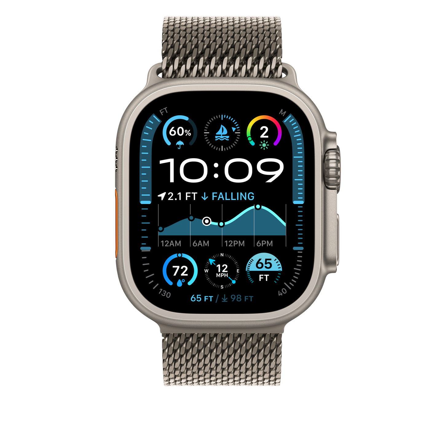 Apple pašček Titanium Milanese Loop Medium v barvi naravnega titana za Apple Watch velikosti 49 mm - iSTYLE SI