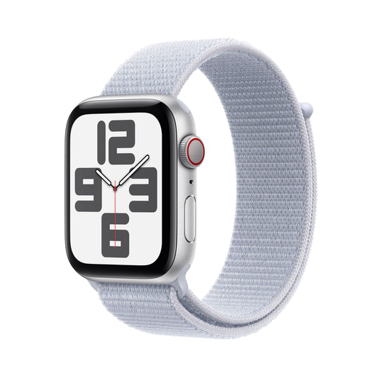 Apple Watch SE GPS + Cellular 44mm Silver Aluminium Case with Blue Cloud Sport Loop - iSTYLE SI