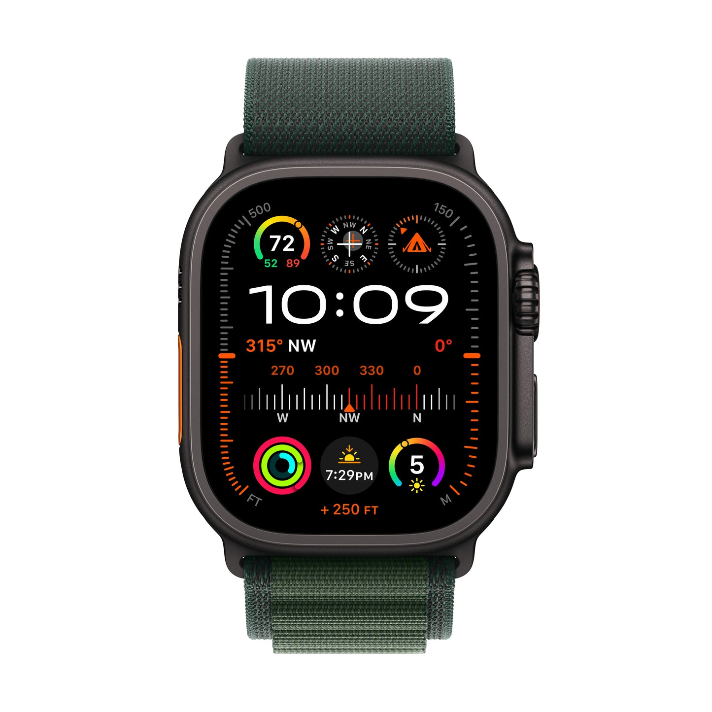 Apple Watch Ultra 2: GPS + Cellular, 49mm, ohišje iz titana v črni titan barvi, pašček Alpine Loop v temno zeleni barvi - S - iSTYLE SI