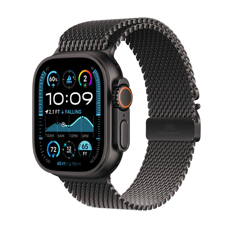 Apple Watch Ultra 2: GPS + Cellular, 49mm, ohišje iz titana v črni titan barvi, pašček Milanese Loop iz titana v črni titan barvi - Large