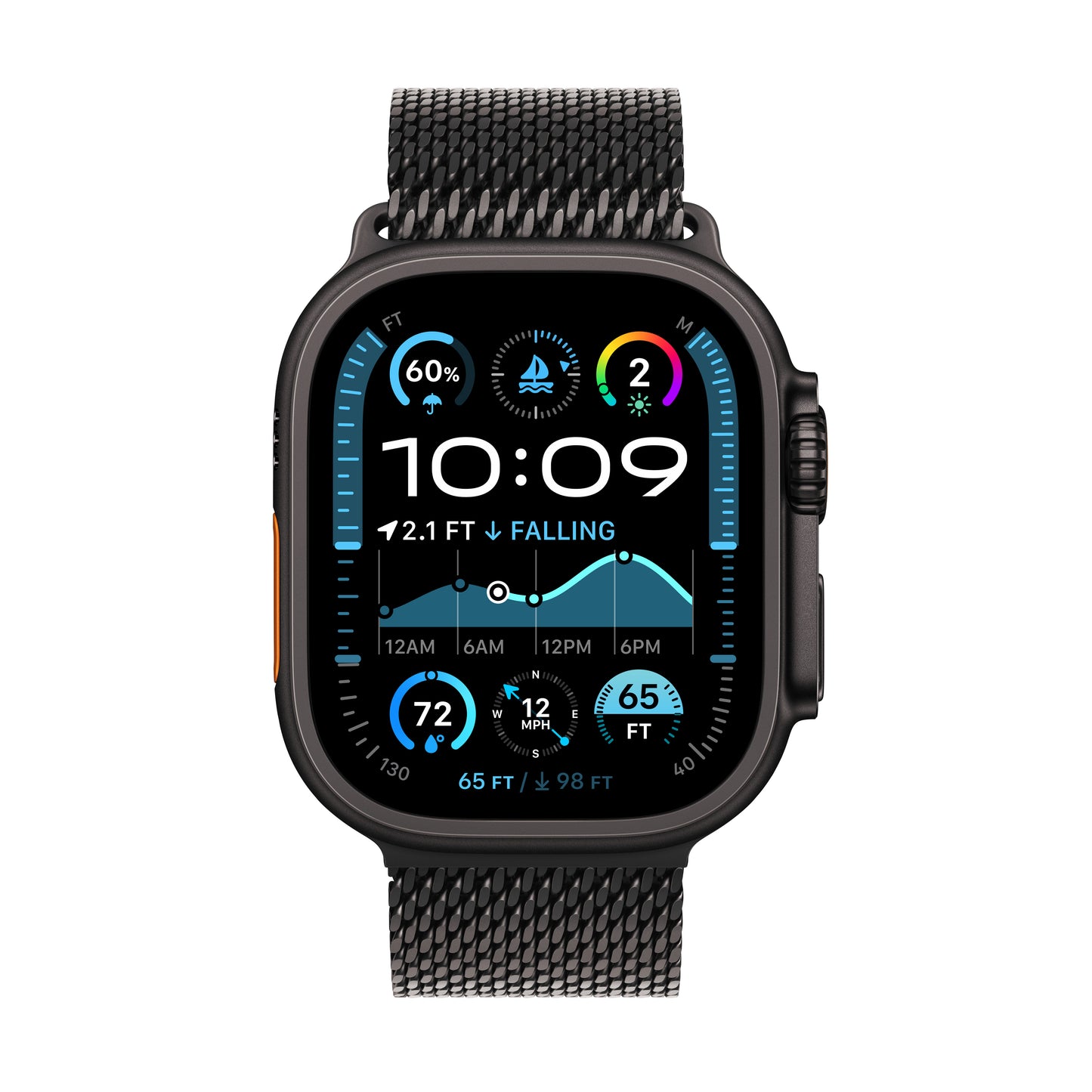 Apple Watch Ultra 2: GPS + Cellular, 49mm, ohišje iz titana v črni titan barvi, pašček Milanese Loop iz titana v črni titan barvi - Medium - iSTYLE SI
