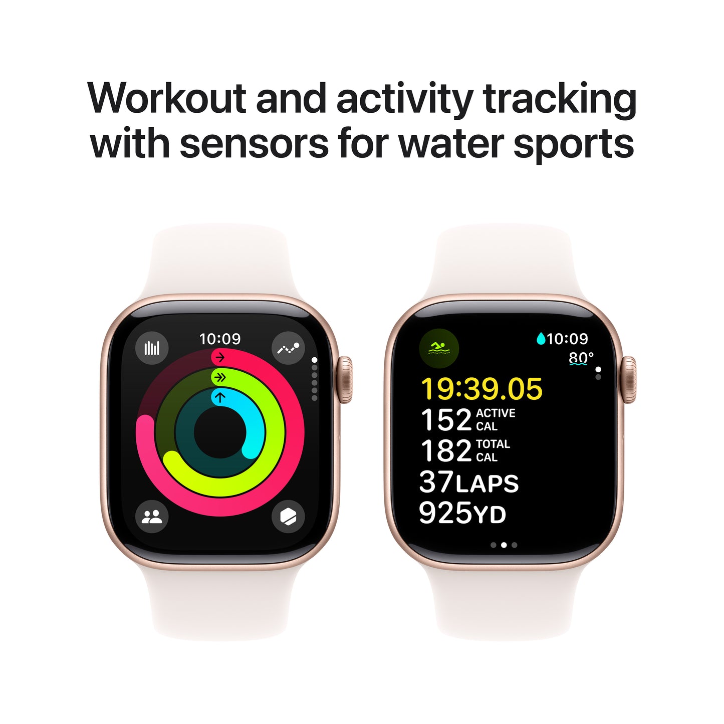 Apple Watch Series 10: GPS, 42mm, ohišje iz aluminija v rožnato zlati barvi, pašček Sport Band v barvi svetlega rdečila - S/M - iSTYLE SI