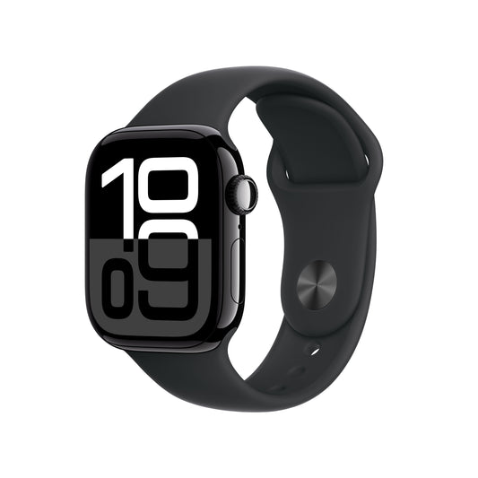Apple Watch Series 10: GPS, 42mm, ohišje iz aluminija v intenzivno črni barvi, pašček Sport Band v črni barvi - M/L - iSTYLE SI