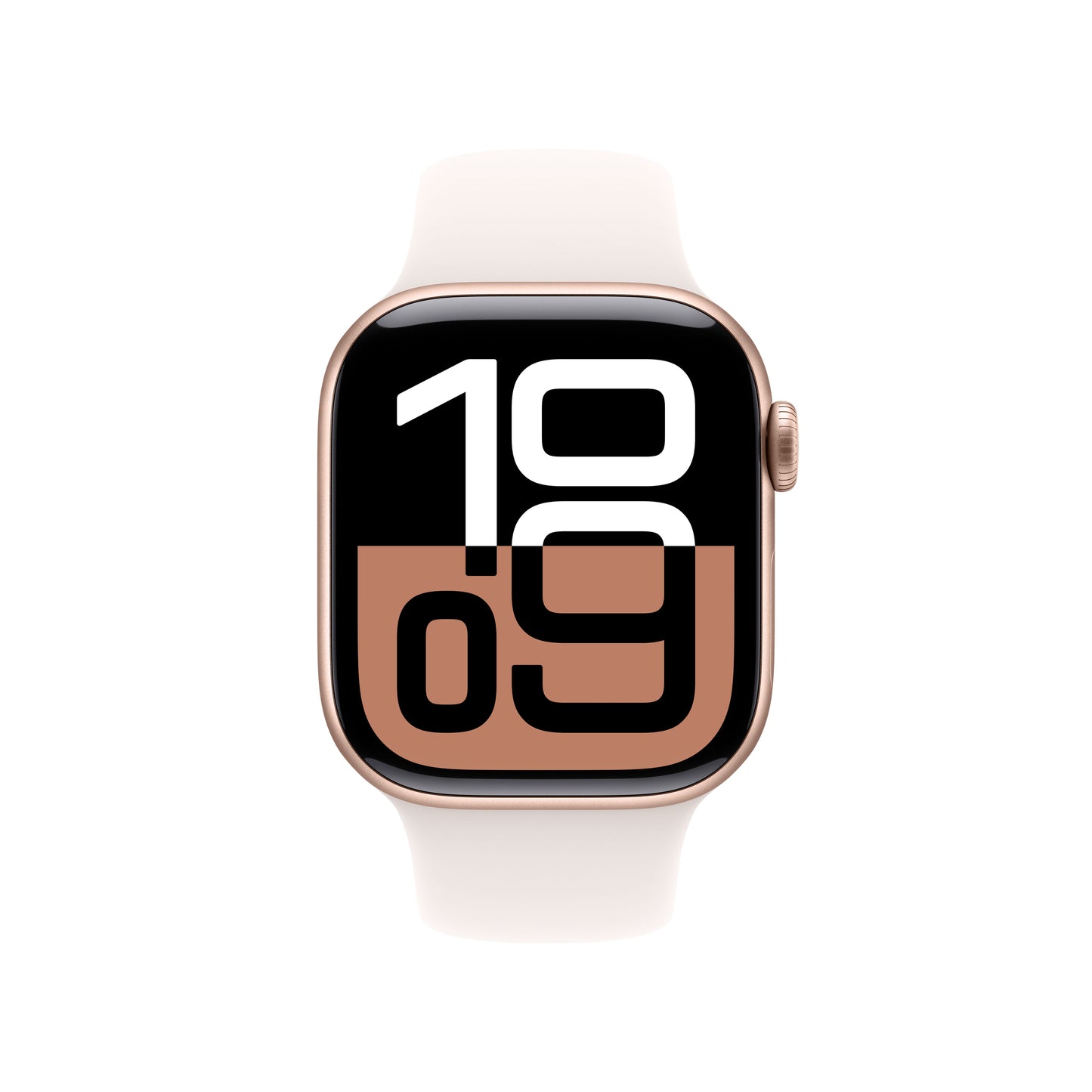 Apple Watch Series 10: GPS, 42mm, ohišje iz aluminija v rožnato zlati barvi, pašček Sport Band v barvi svetlega rdečila - S/M - iSTYLE SI