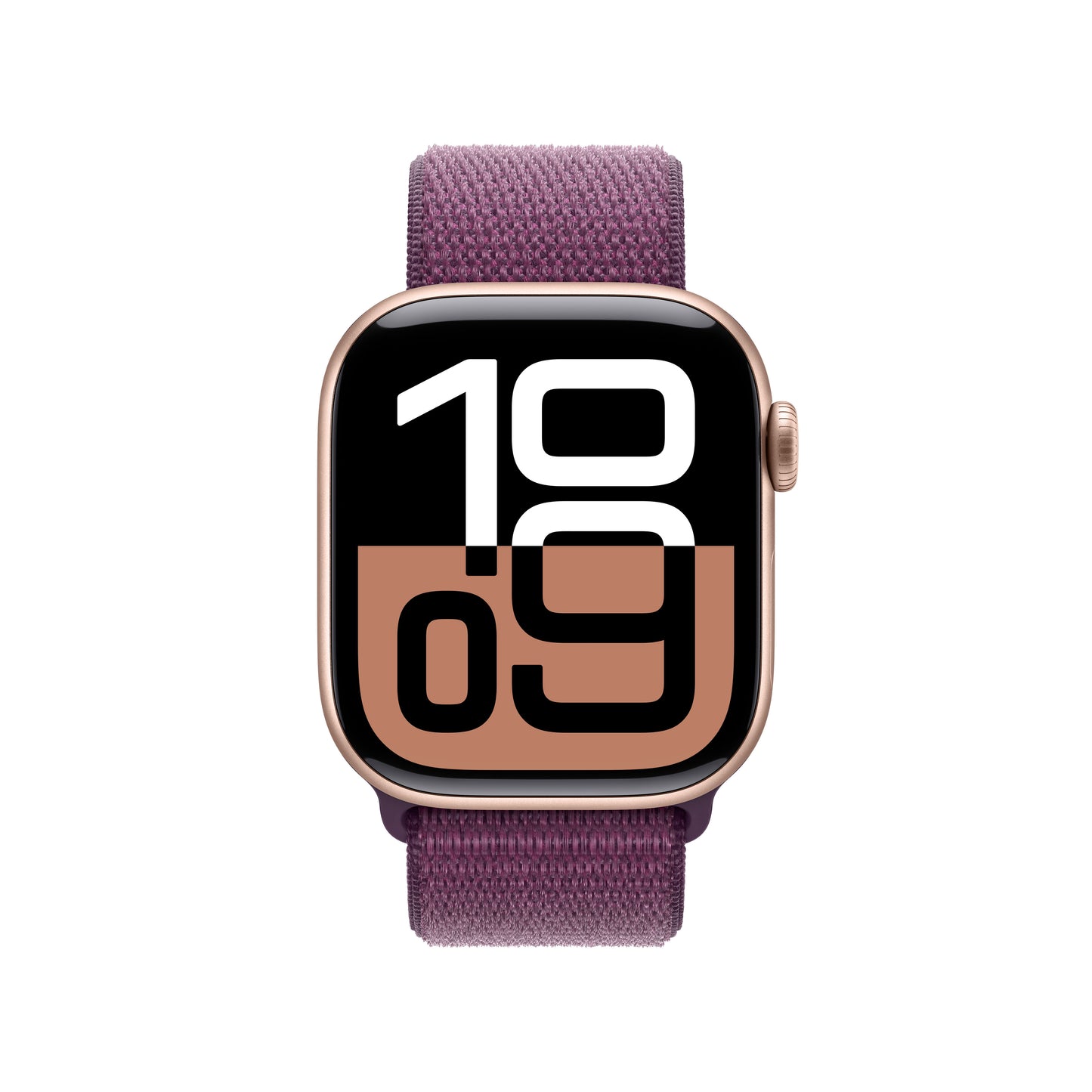 Apple Watch Series 10: GPS, 42mm, ohišje iz aluminija v rožnato zlati barvi, pašček Sport Loop v barvi slive - iSTYLE SI