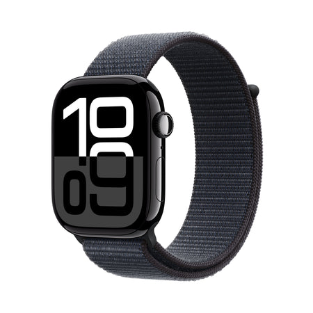 Apple Watch Series 10: GPS, 46mm, ohišje iz aluminija v intenzivno črni barvi, pašček Sport Loop v barvi črnila