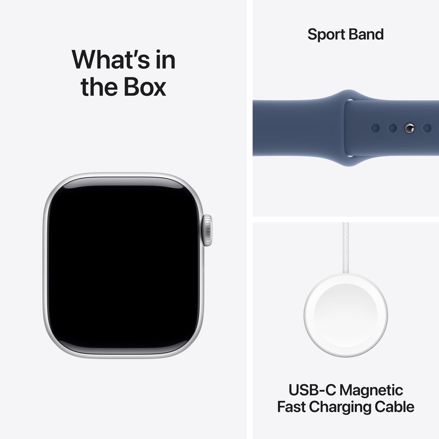 Apple Watch Series 10: GPS, 42mm, ohišje iz aluminija v srebrni barvi, pašček Sport Band v denim barvi - S/M - iSTYLE SI