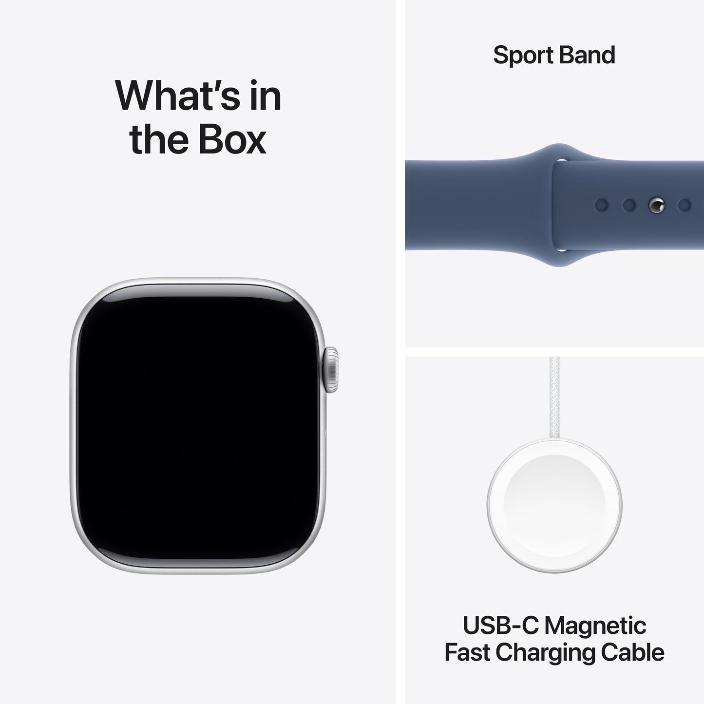 Apple Watch Series 10: GPS, 46mm, ohišje iz aluminija v srebrni barvi, pašček Sport Band v denim barvi - S/M - iSTYLE SI