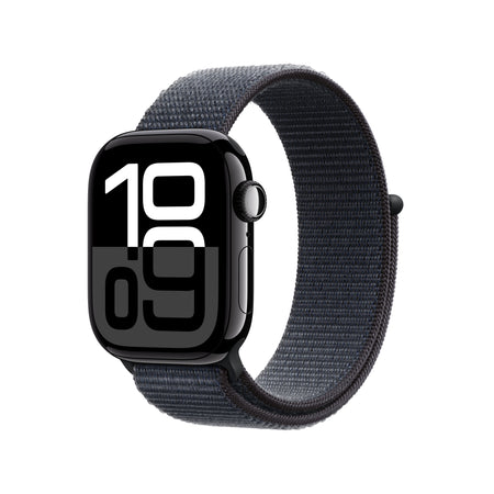 Apple Watch Series 10: GPS, 42mm, ohišje iz aluminija v intenzivno črni barvi, pašček Sport Loop v barvi črnila