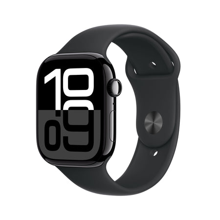 Apple Watch Series 10: GPS, 46mm, ohišje iz aluminija v intenzivno črni barvi, pašček Sport Band v črni barvi - M/L