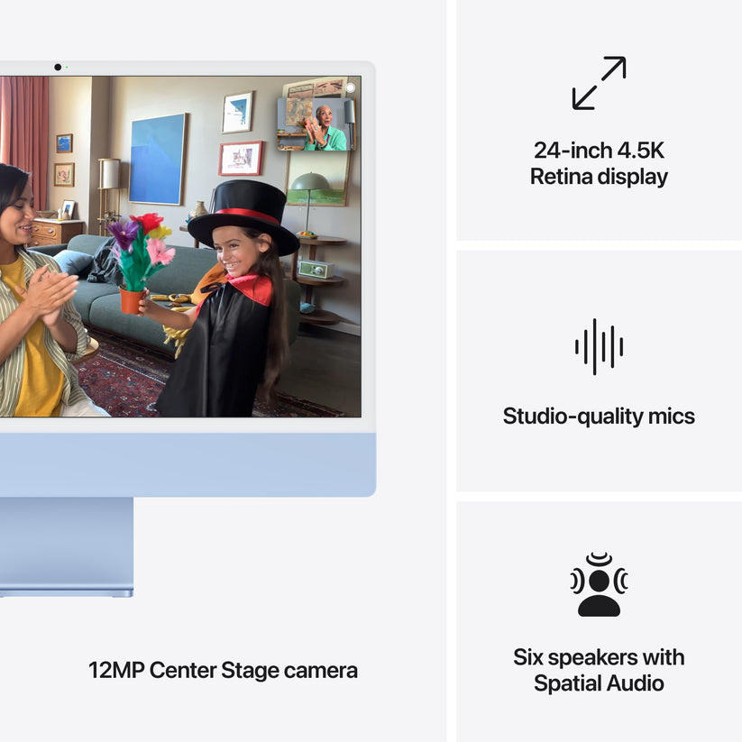 iMac 24 z zaslonom Retina 4,5K: M4 z 10‑jedrno CPE in 10‑jedrno GPE, 256 GB SSD - moder - iSTYLE SI