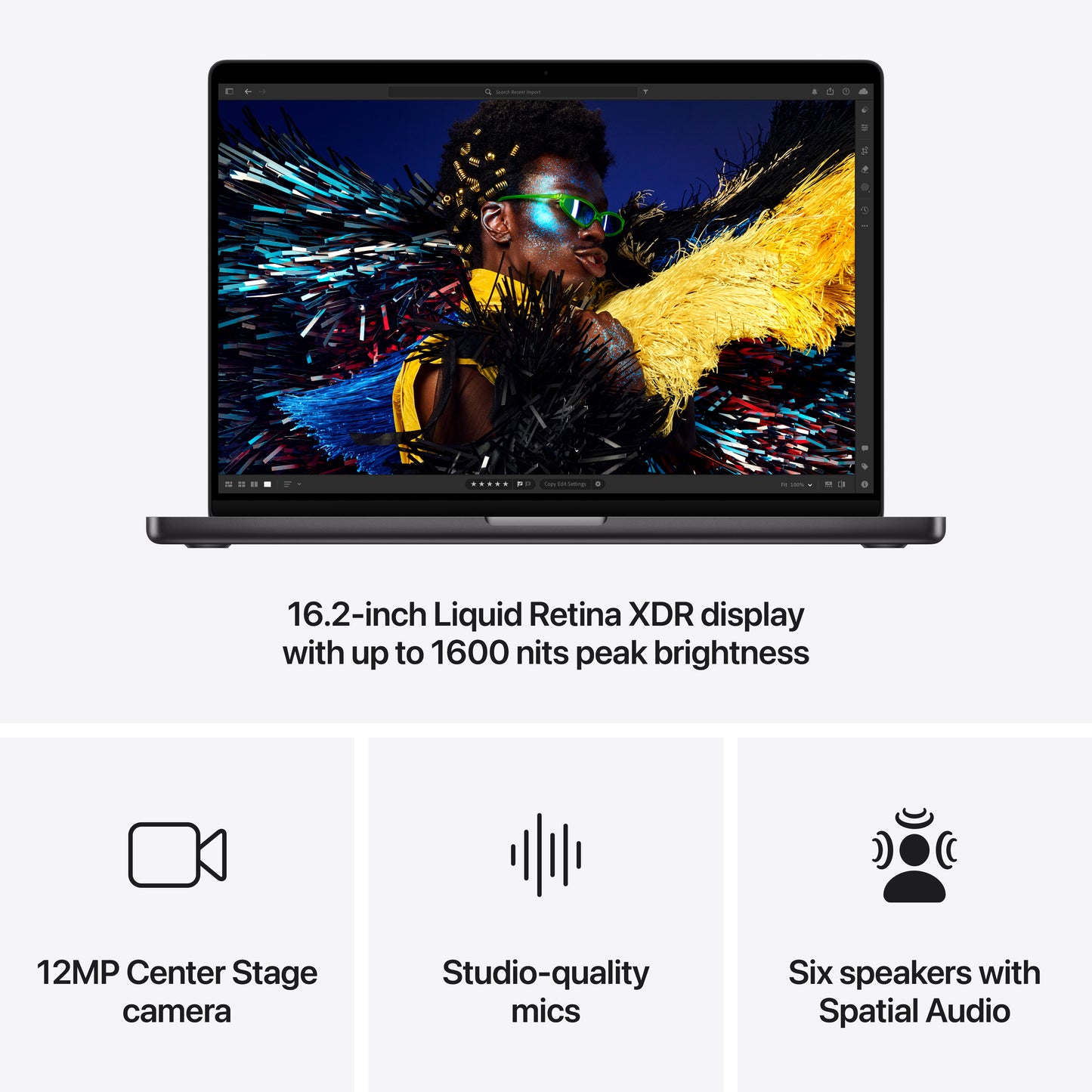 MacBook Pro 16: M4 Pro s 14‑jedrno CPE in 20‑jedrno GPE, 512 GB SSD - vesoljno črn - iSTYLE SI