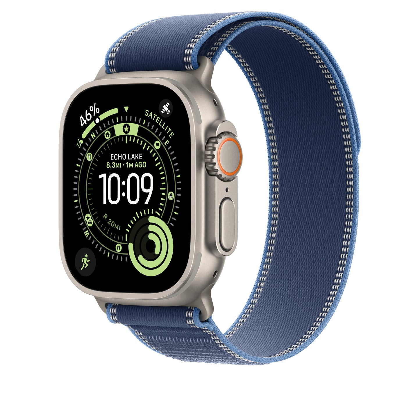 49mm Blue/Bright Blue Trail Loop – M/L - Natural Titanium Finish - iSTYLE SI