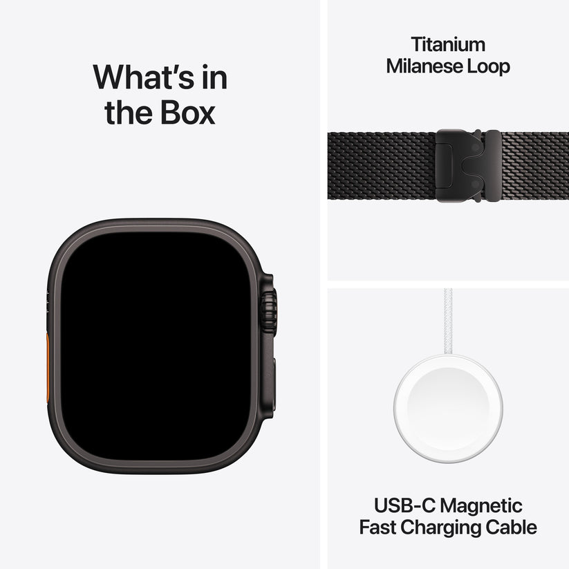 Apple Watch Ultra 3 GPS + Cellular 49mm Black Titanium Case with Black Titanium Milanese Loop - Medium - iSTYLE SI