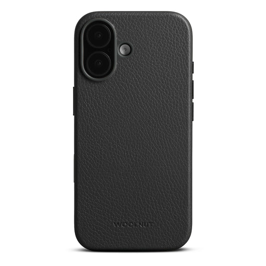 Woolnut usnjen magnetni ovitek za iPhone 17 - črn