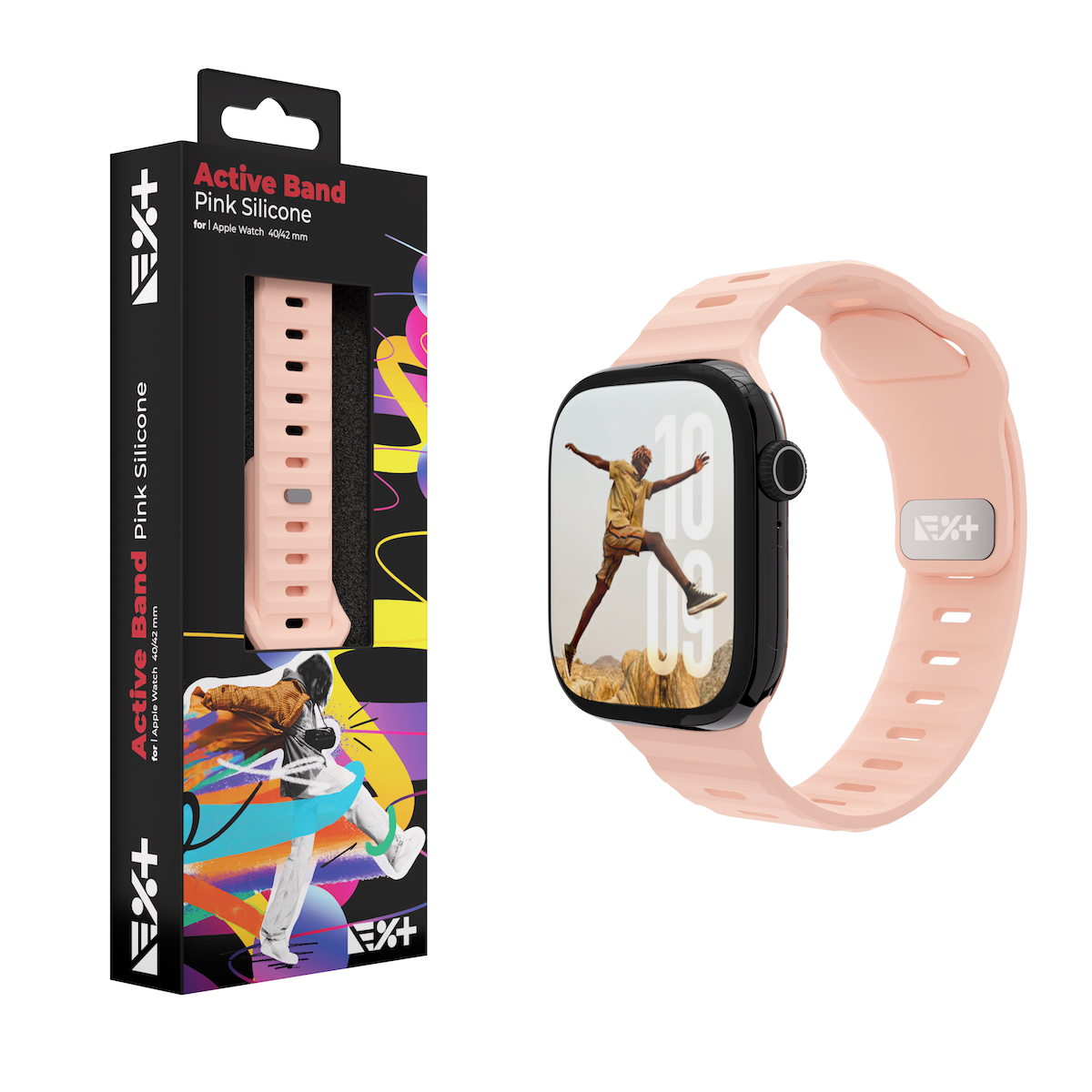 Next One silikonski pašček Active Band za Apple Watch 40/41/42 mm - roza - iSTYLE SI
