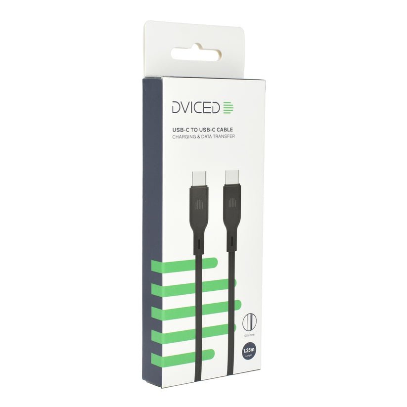 Dviced USB-C na USB-C silikonski kabel 1,25 m - črna - iSTYLE SI