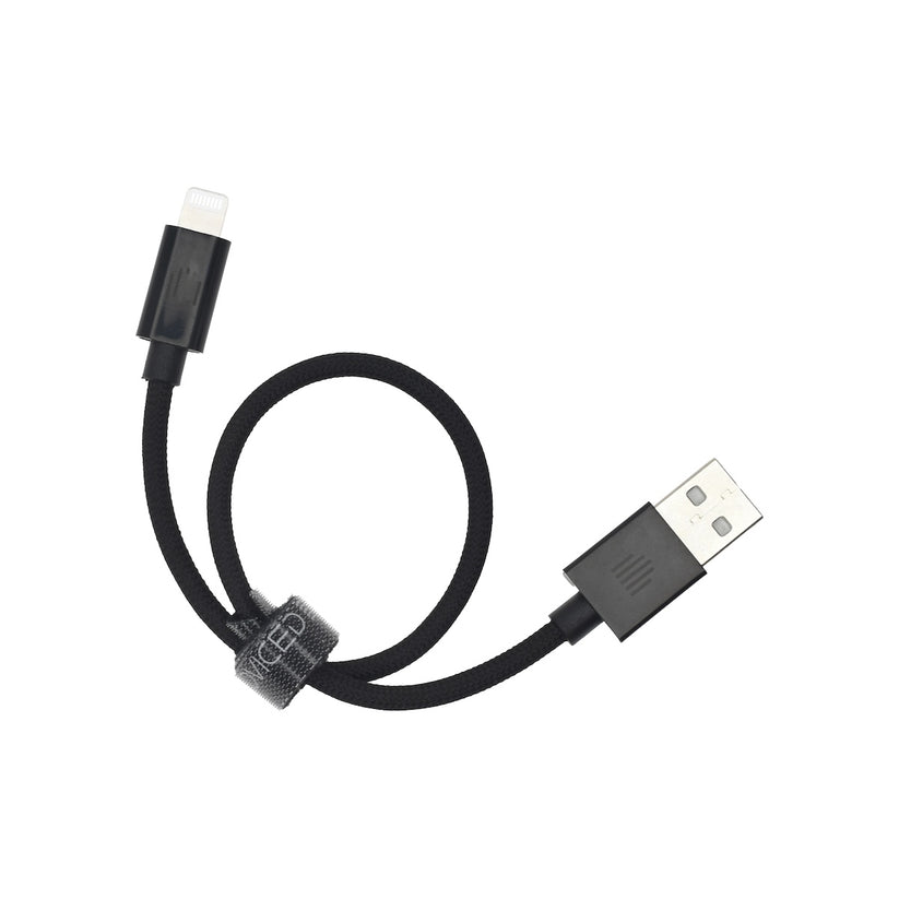 Dviced USB-A na Lightning tkan kabel 0,25 m - črna - iSTYLE SI