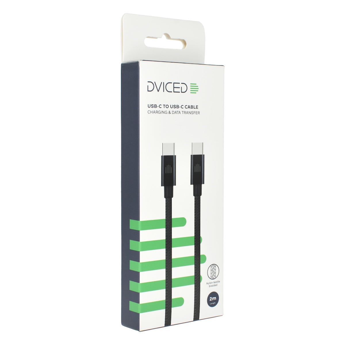 Dviced USB-C na USB-C tkan kabel 2 m - črna - iSTYLE SI