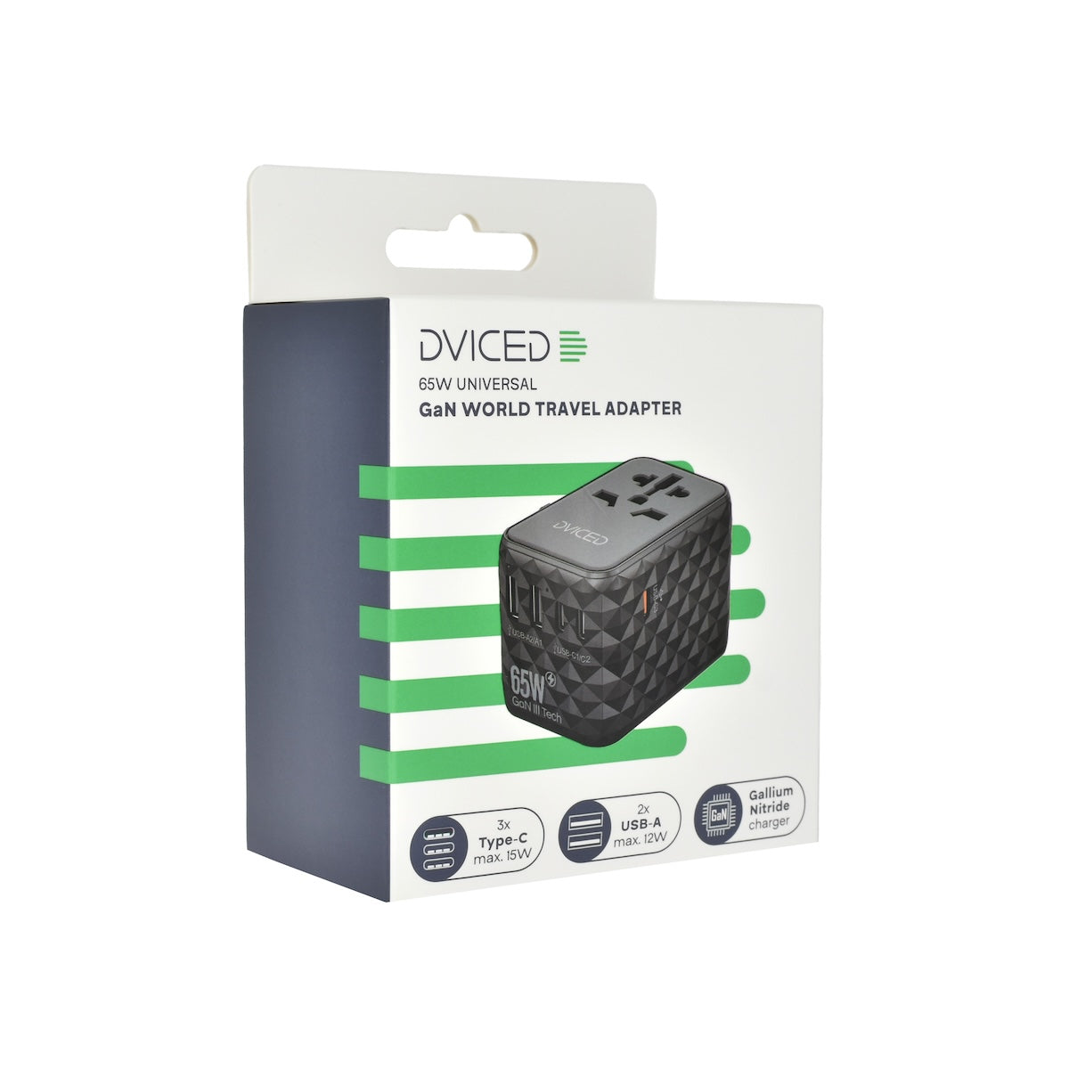 Dviced univerzalni potovalni adapter 65 W GaN - črna - iSTYLE SI