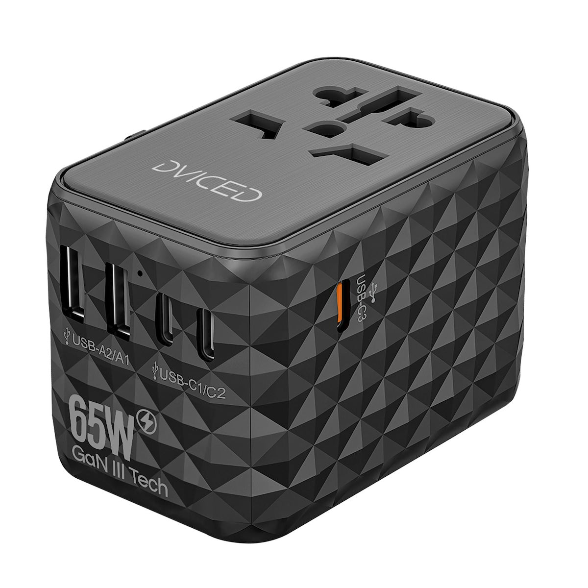 Dviced univerzalni potovalni adapter 65 W GaN - črna - iSTYLE SI