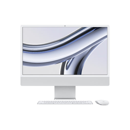 iMac 24 z zaslonom Retina 4,5K: M3 z 8-jedrno CPE in 8-jedrno GPE, 8 GB, 256 GB SSD, International English tipkovnica - srebrn - iSTYLE SI