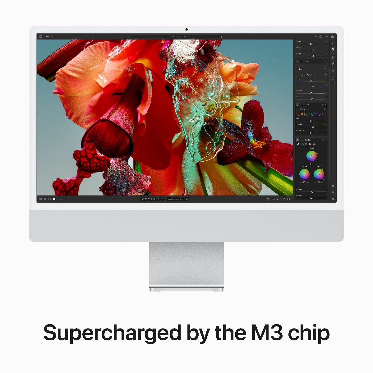 iMac 24 z zaslonom Retina 4,5K: M3 z 8-jedrno CPE in 8-jedrno GPE, 8 GB, 256 GB SSD, International English tipkovnica - srebrn - iSTYLE SI