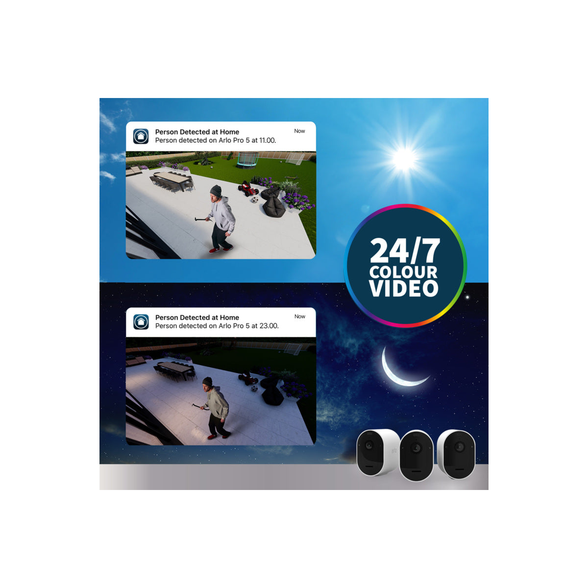 Arlo Pro 5 zunanja varnostna kamera (komplet 2 kamer brez bazne postaje) - bela - iSTYLE SI