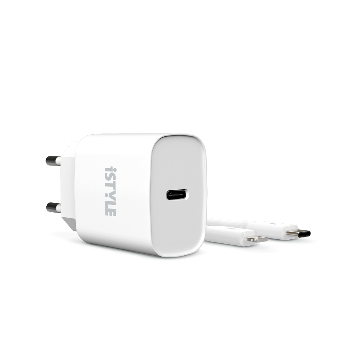 iSTYLE 20 W adapter + USB-C na Lightning kabel - bela - iSTYLE SI