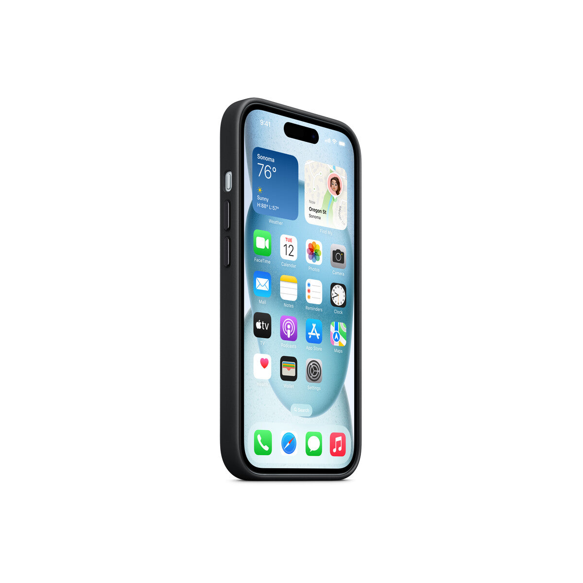 Apple ovitek iz tkanine FineWoven za iPhone 15 z MagSafe - črna - iSTYLE SI
