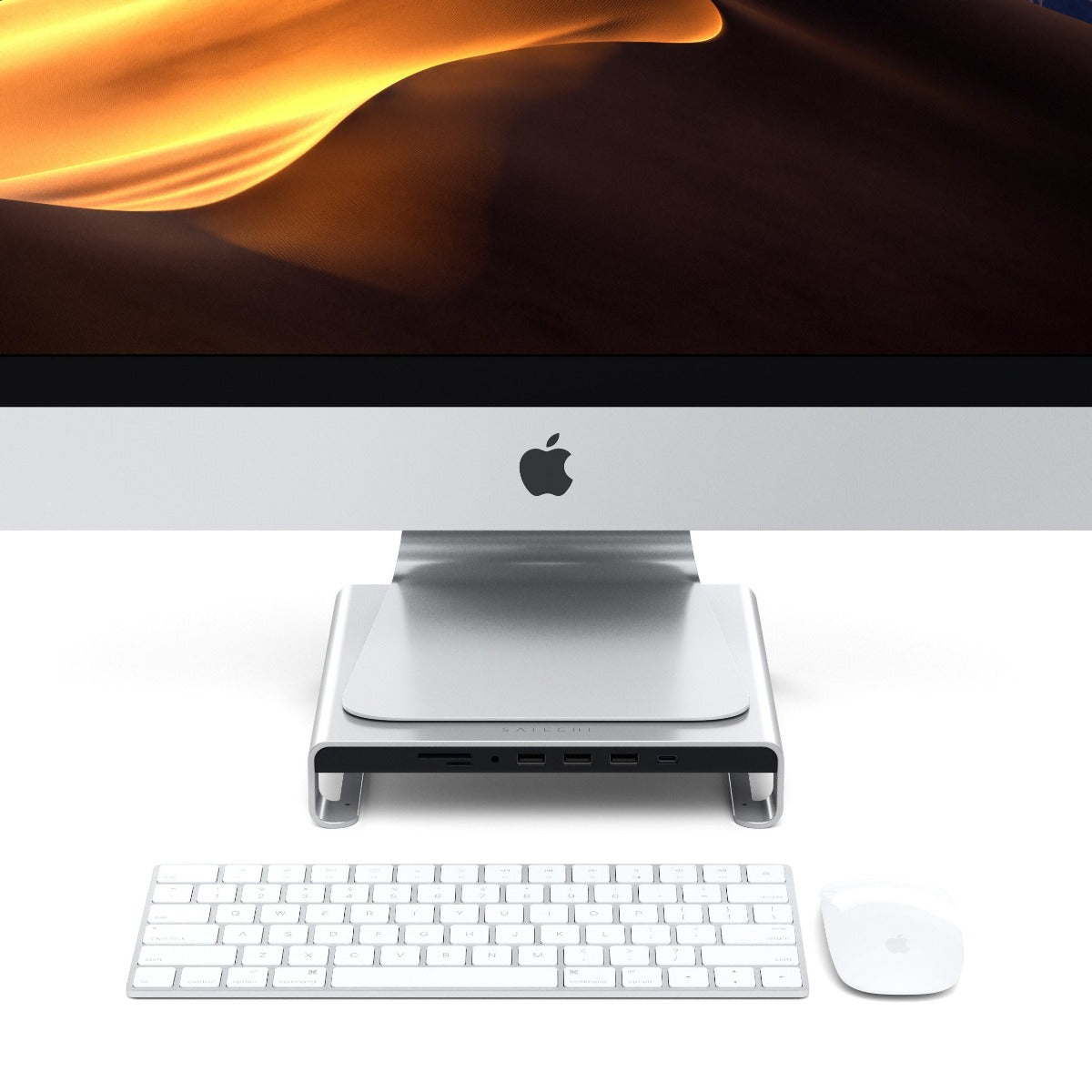 Satechi Aluminum Monitor Stand Hub for iMac - Silver - iSTYLE SI