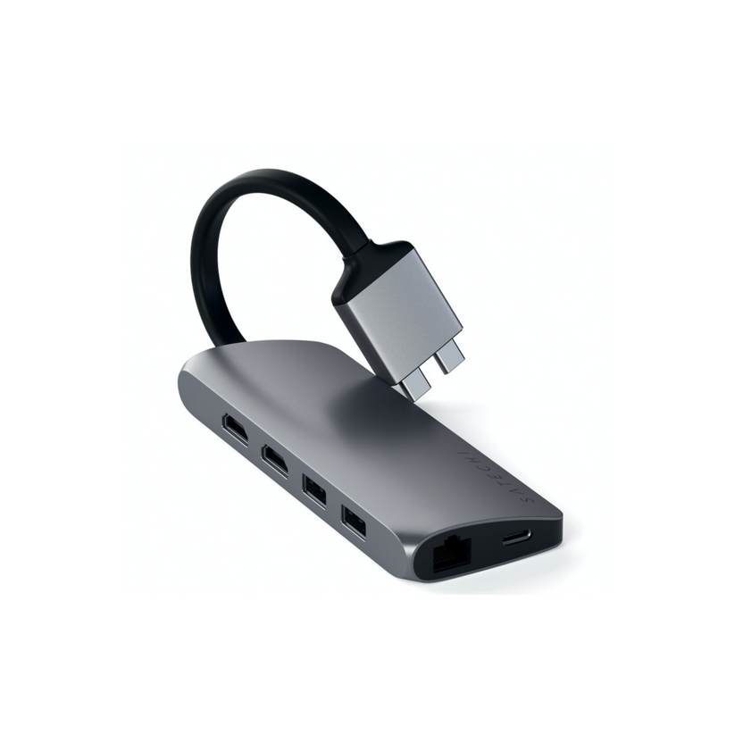 Satechi USB-C Dual Multimedia Adapter - vesoljno siva - iSTYLE SI