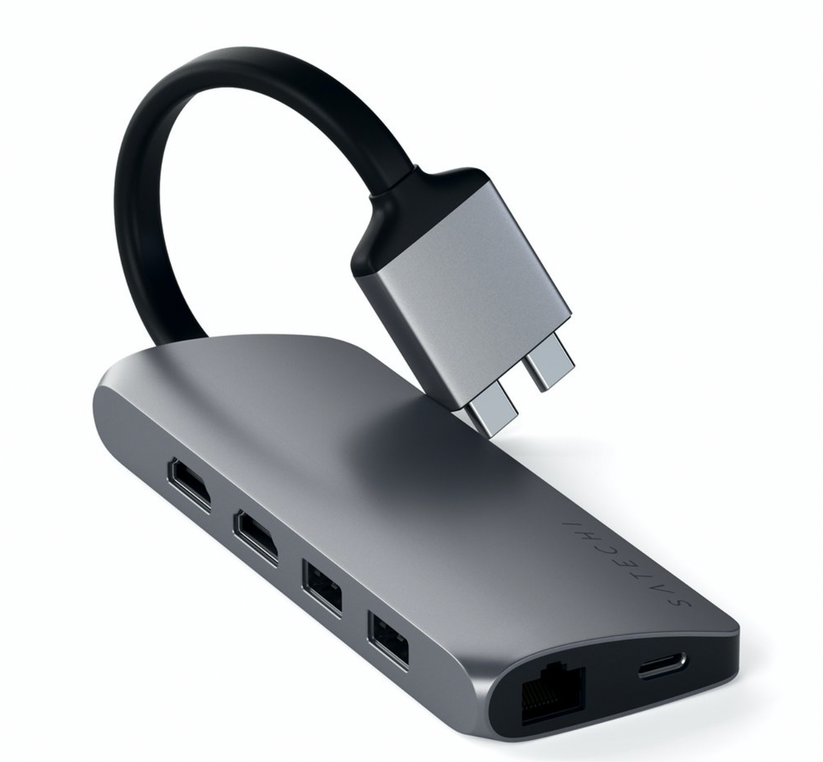 Satechi USB-C Dual Multimedia Adapter - vesoljno siva - iSTYLE SI